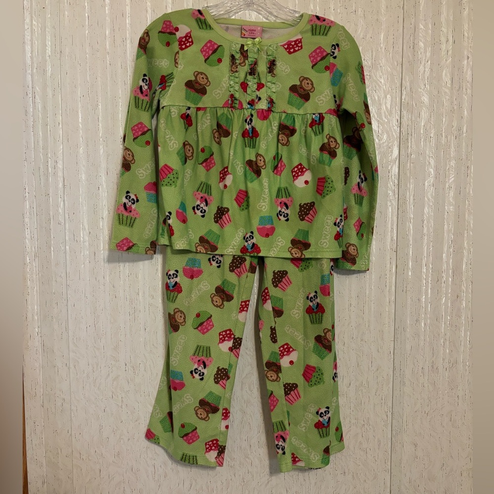 Playful Green Kids Pajama Set with Animal Print